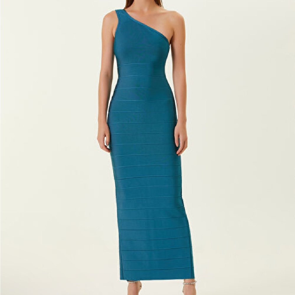 Herve Leger one shoulder bandage dress